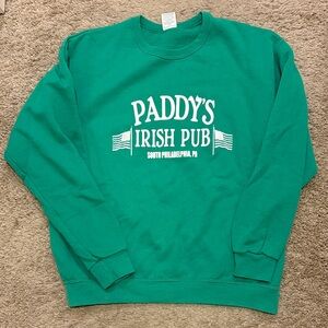 Jerzees Green Crewneck Sweatshirt with White Pub Graphic